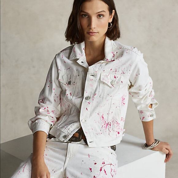 Polo Ralph Lauren Womens Pink Pony Denim Trucker Jacket Size XS Western Barbie - Picture 14 of 14